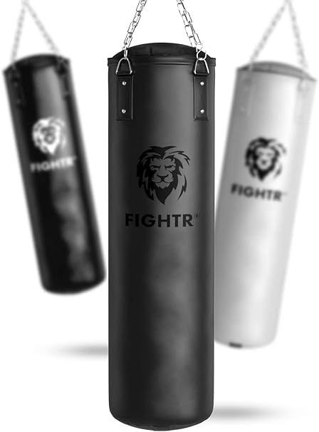 FIGHTR® Punching Bag (Filled/Unfilled) – Heavy-Duty Boxing Bag Set with 4-Point Steel Chain for Boxing, Kickboxing & MMA