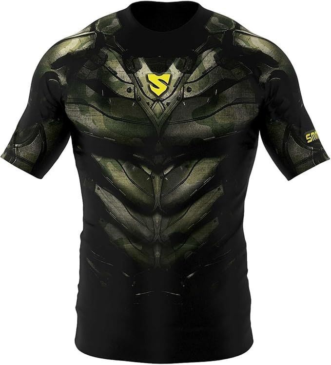 SMMASH Men’s Short Sleeve Rash Guard – Performance Compression Shirt for MMA, BJJ & Fitness