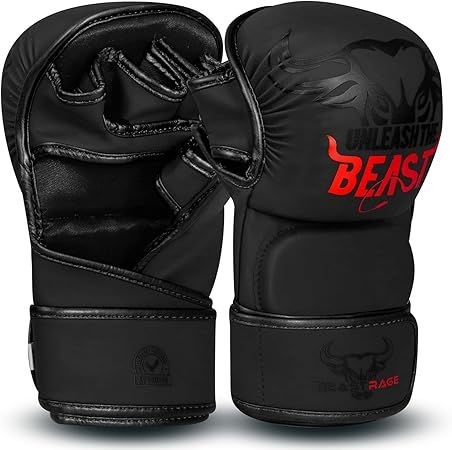 BEAST RAGE MMA Gloves – Durable Sparring & Training Gloves for MMA, Kickboxing, Muay Thai, and Martial Arts