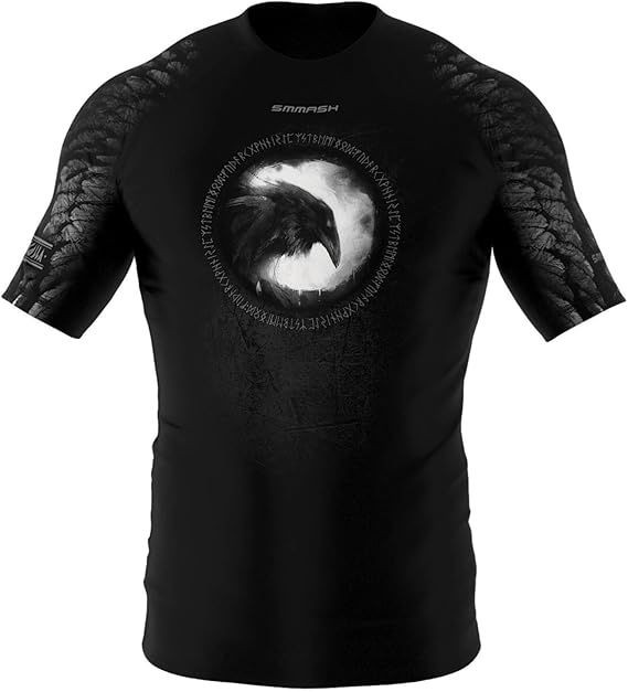 SMMASH Men’s Short Sleeve Rash Guard – Compression Shirt for MMA, BJJ, Grappling & Fitness